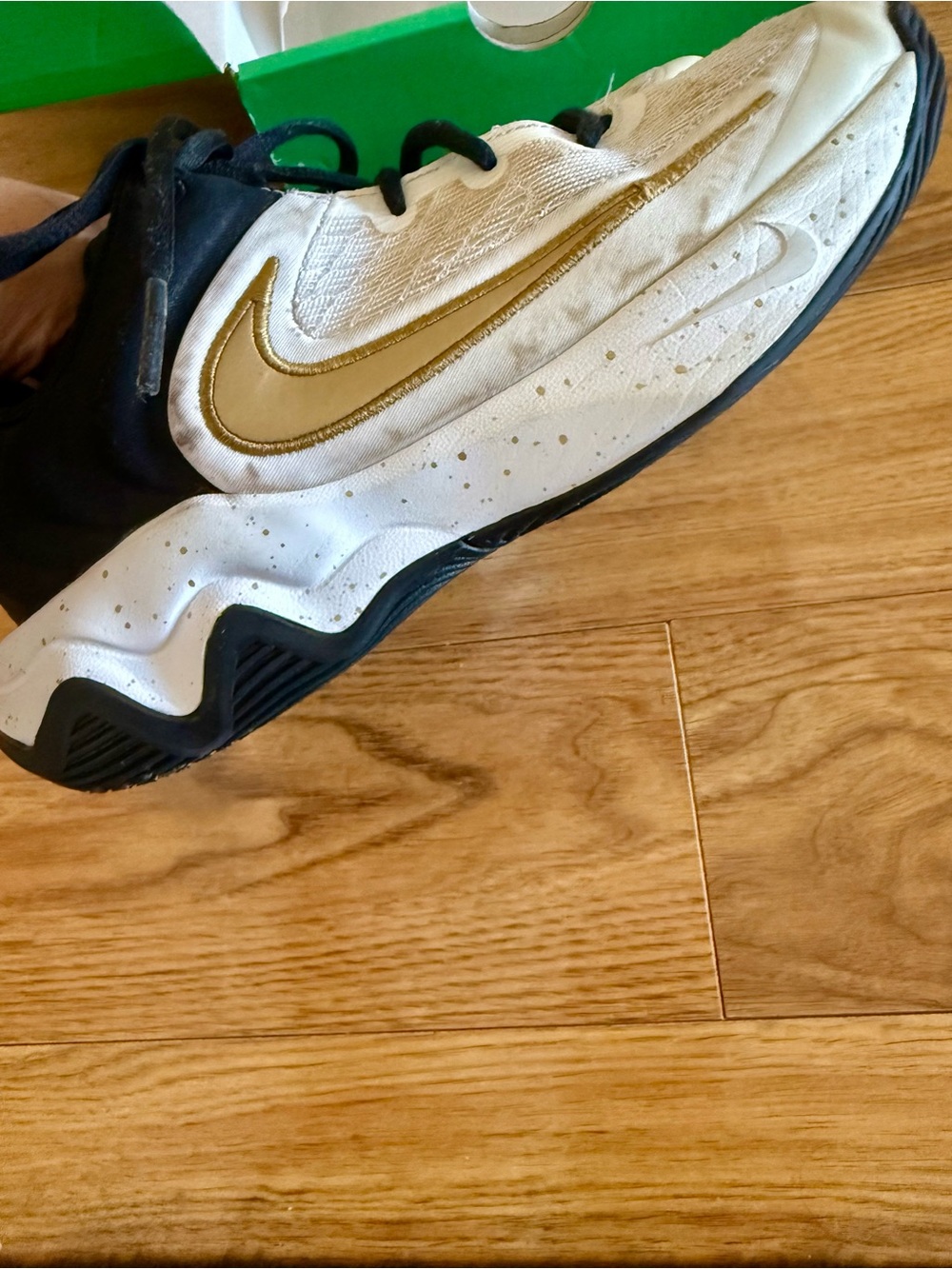 Nike Kids' White and Gold Athletic Shoes - Picture 7 of 12